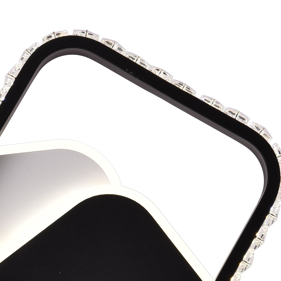 Kristály LED-csillár PRISMIQ 39W, 3 négyzet, hideg/meleg/semleges fény, fekete LED-csillárok Alapértelmezett cím Alessandro Design