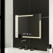 Négyszögletű LED-es tükör, 80x60 cm, Rayonnement MotionGlow Marcello, Demister rendszer, óra és hőmérő, szabályozható tükrök Marcello alapértelmezett cím Alessandro Design