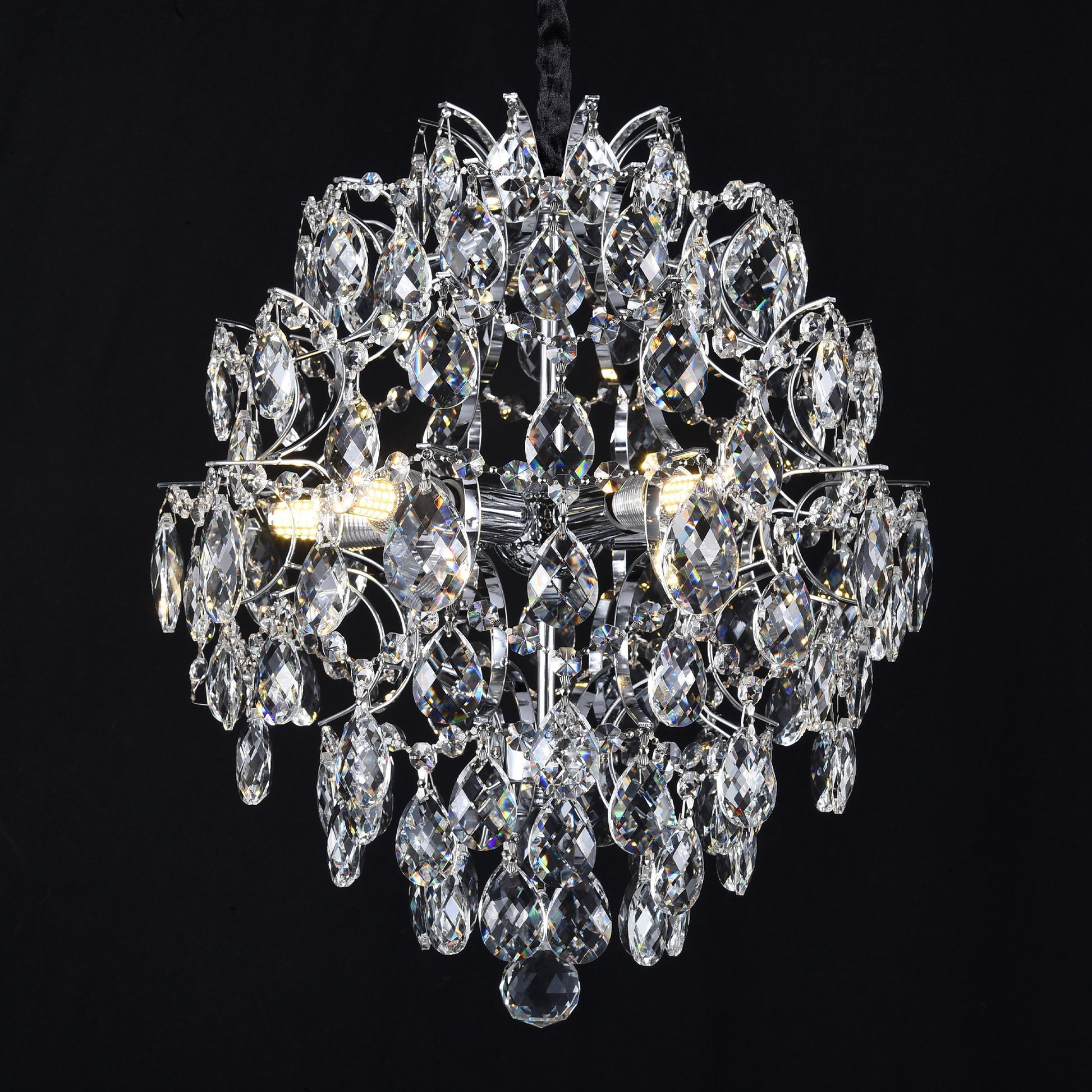 Candelabru Cristal CRYSTARA Nobile, 5x E14, Diametru 40cm, Crom Lucios Candelabre Cristal Default Title Alessandro Design
