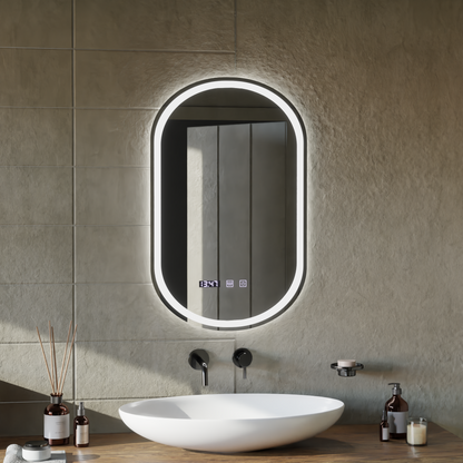 LED érintőtükör ONIRA páramentesítő rendszer, óra és hőmérséklet 50x80 cm Tükrök Korman S Alapértelmezett cím Alessandro Design