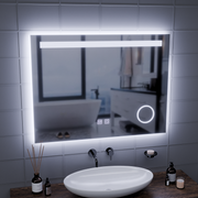 Téglalap alakú LED-es tükör, 80x60 cm, zongoraérintéses, páramentesítő rendszer, szabályozható, hideg fényű 6000K tükrök Korman E alapértelmezett cím Alessandro Design