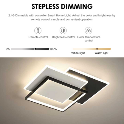 LED-es csillár távirányítóval CHIARA 98W, 3 négyzet, hideg/meleg/semleges fény, szabályozható, fekete LED-es csillárok távirányítóval Alapértelmezett cím Alessandro Design