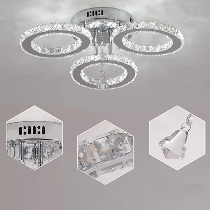 LED csillár távirányítóval és kristály ALANUBIS 40W, 3 kör, hideg/meleg/semleges fény, szabályozható, fényes króm kristály LED csillárok alapértelmezett cím Alessandro Design