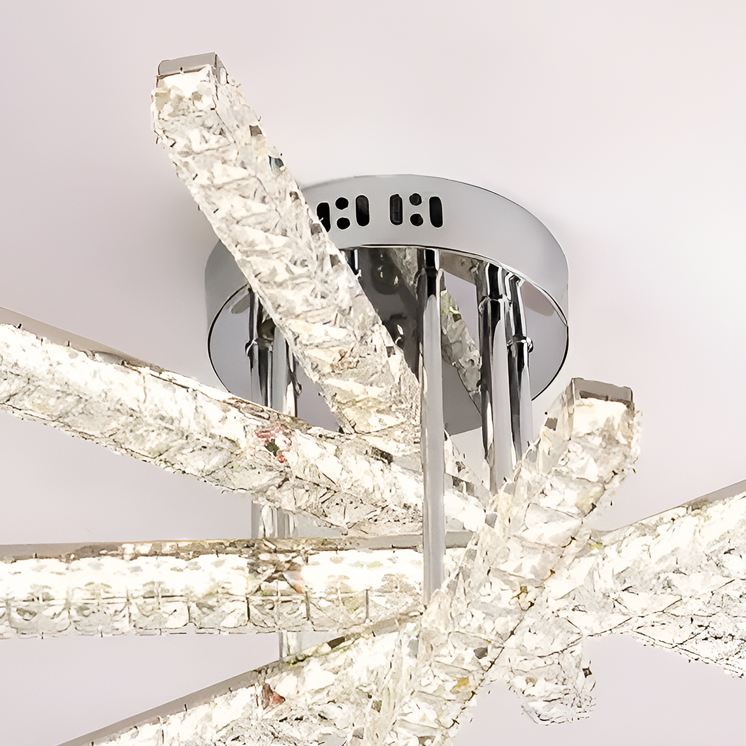 LED csillár távirányítóval LUELLA 79W 5 elemes, Lineáris, Hideg/Meleg/Semleges fény, Szabályozható, Ezüst kristály LED csillár Alapértelmezett cím Alessandro Design
