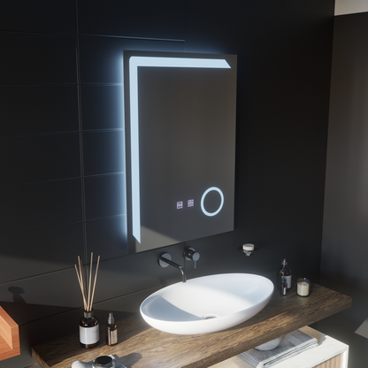 Négyszögletű LED-es tükör, 60x80 cm, Linea Touch, páramentesítő rendszer, szabályozható tükrök Korman E alapértelmezett cím Alessandro Design