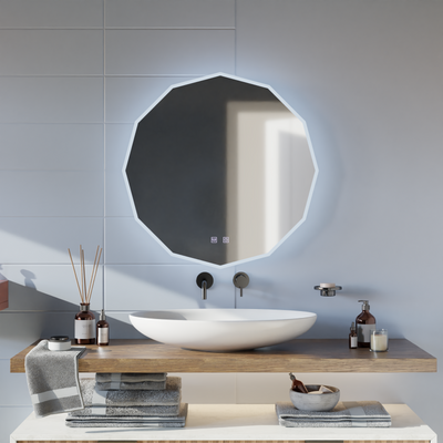 Kerek LED-es tükör, 50cm, VIVO Touch, Páramentesítő rendszer, Szabályozható