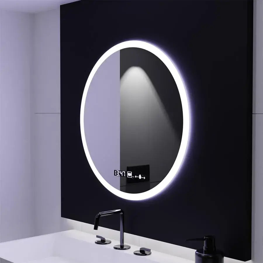 LED kerek tükör, 70 cm, Elysee MotionGlow Marcello, páramentesítő rendszer, óra és hőmérő, Dimabila tükrök Marcello alapértelmezett cím Alessandro Design