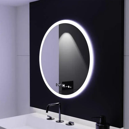 LED kerek tükör 50 cm Giulia érzékelő MotionGlow Marcello páramentesítő rendszer óra és hőmérő Dimabila tükrök Marcello alapértelmezett cím Alessandro Design