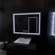 Négyszögletű LED-es tükör, 120x80 cm, Verite Imperial Silver Motion Glow Marcello, páramentesítő rendszer, óra és hőmérő, szabályozható tükrök Marcello alapértelmezett cím Alessandro Design