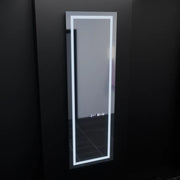 Négyszögletű LED-es tükör, 45x140 cm, Giulia Marcello radarérzékelő, páramentesítő rendszer, óra és hőmérő, Dimabila, öltözködési Couture öltözőtükrök alapértelmezett cím Alessandro Design