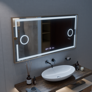 LED tükör MotionGlow Sofia érzékelő páramentesítő funkcióval Hőmérő óra 110x65 cm meleg/hideg/semleges fény szabályozható, rózsa arany keret, Marcello Funghi kollekció Marcello tükrök alapértelmezett cím Alessandro Design