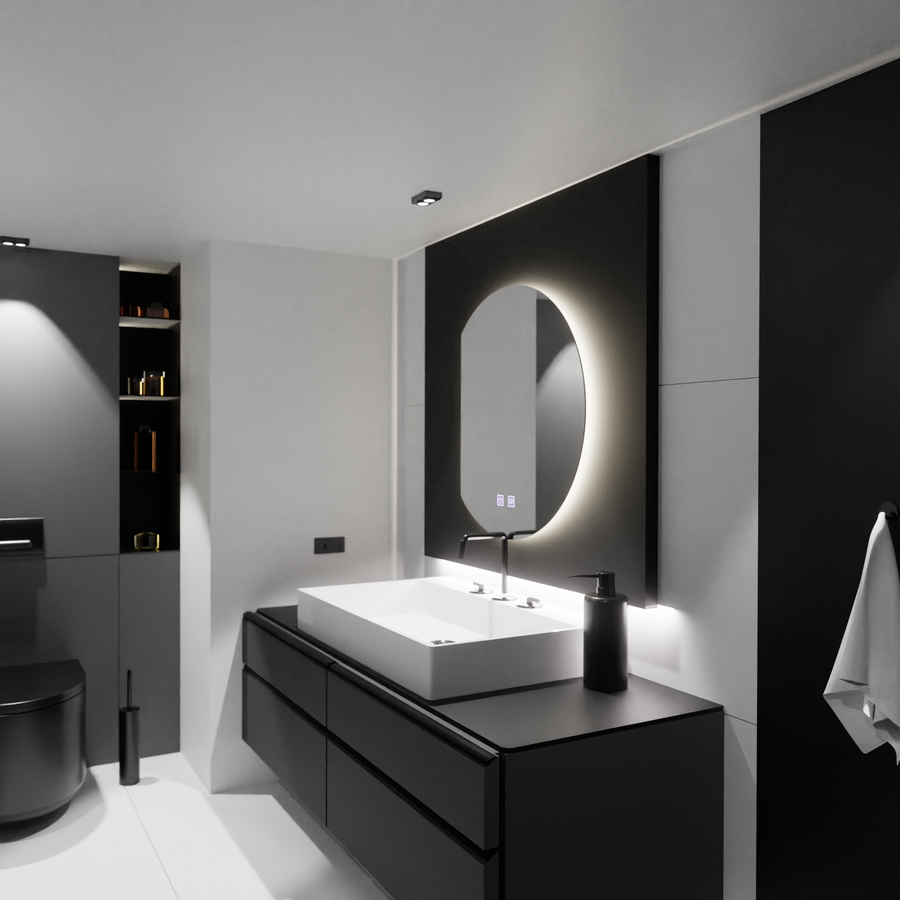 Semiluna LED tükör 54x60, Arcana Touch, páramentesítő rendszer, szabályozható tükrök Korman E alapértelmezett cím Alessandro Design
