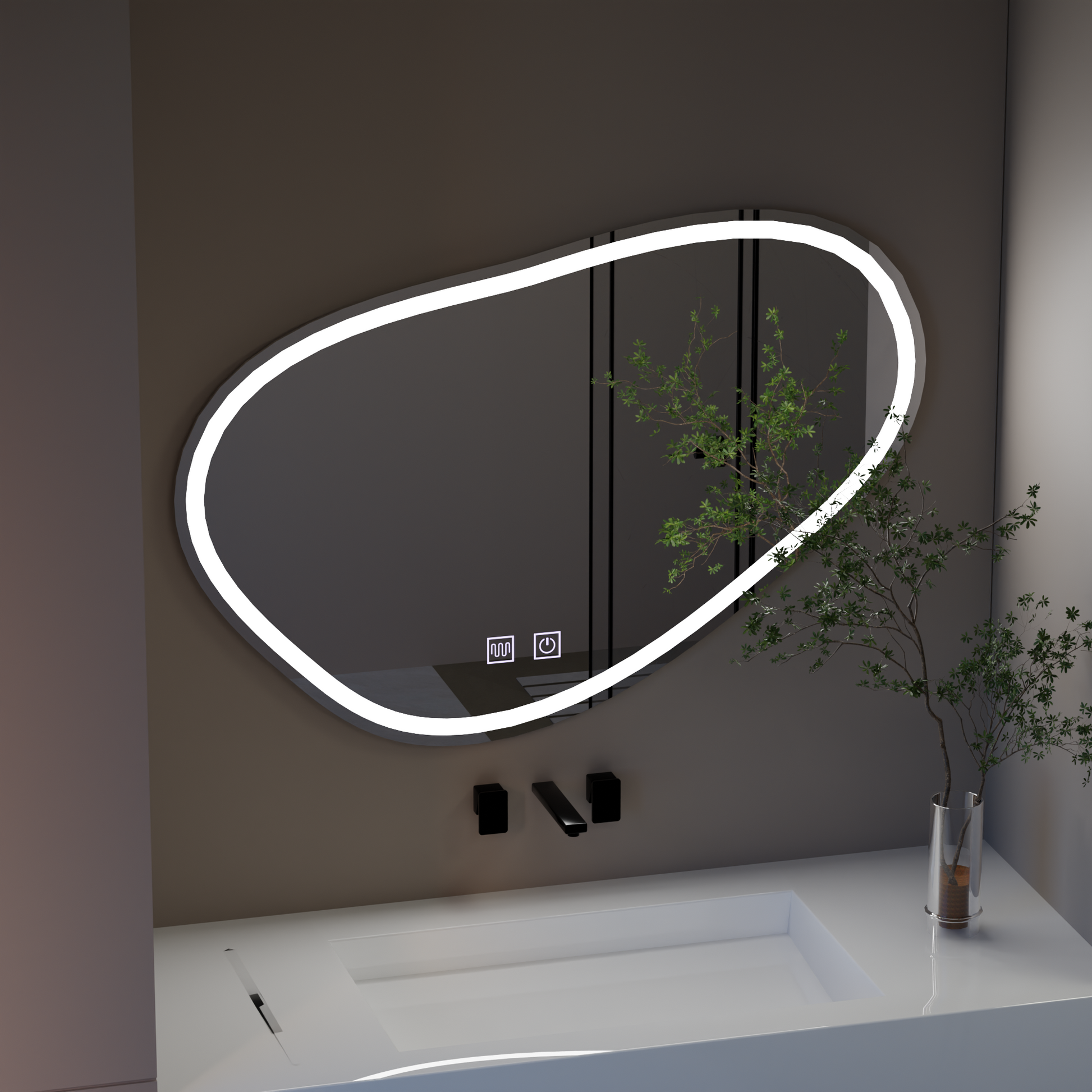 Quassare LED érintőtükör, páramentesítő rendszer 90x65 cm tükrök Korman E alapértelmezett cím Alessandro Design