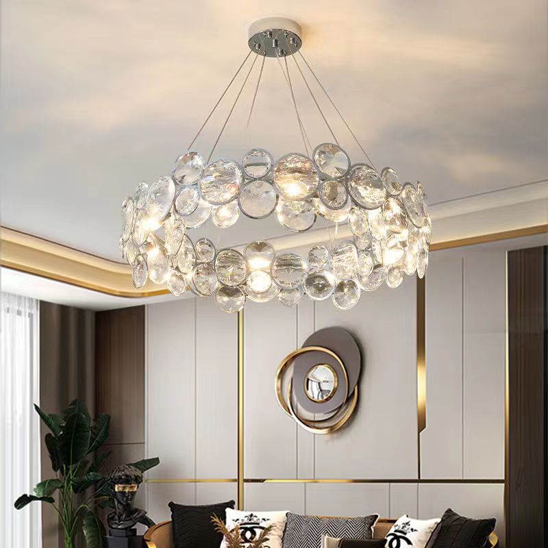 Angelica kristálycsillár 6XE14 ezüst, átmérő 49 cm, állítható magasságú modern csillárok alapértelmezett cím Alessandro Design