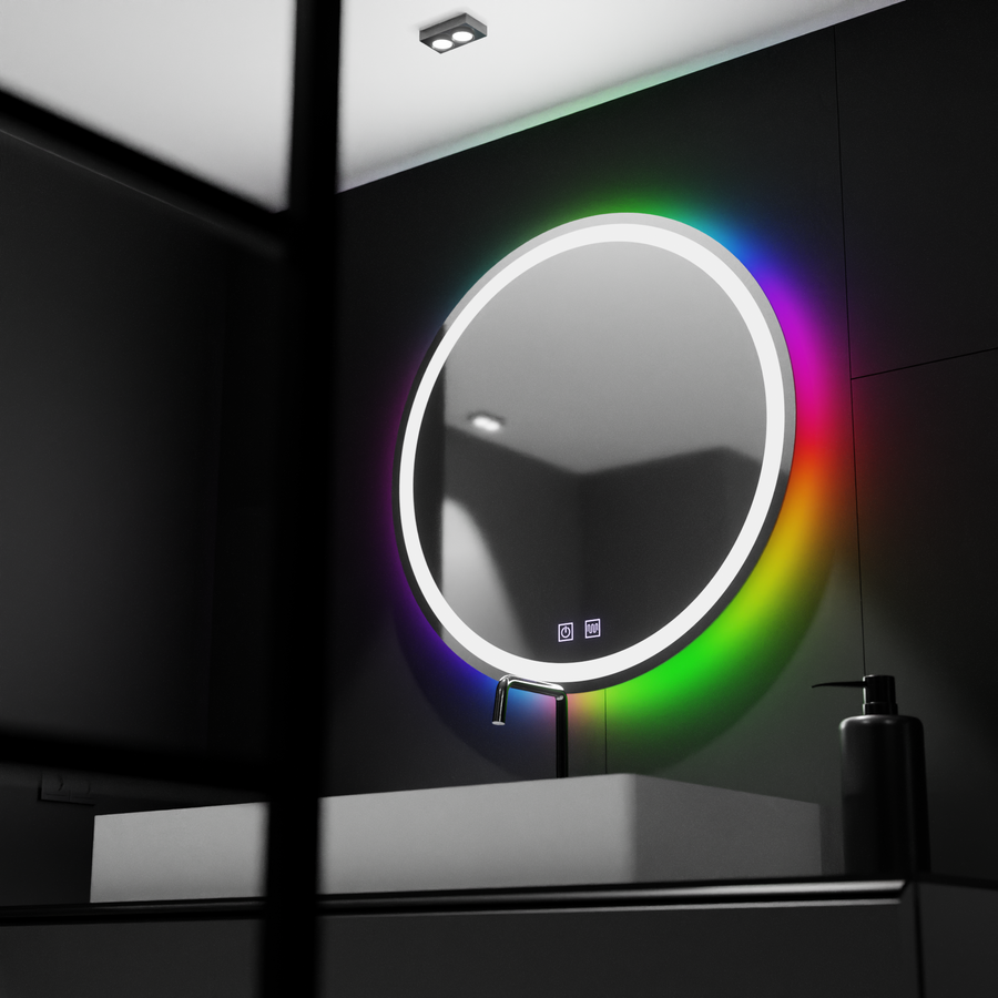 Kerek LED-es tükör 60 cm, Spectrum Touch, RGB, Páramentesítő rendszer Tükrök Korman E Alapértelmezett cím Alessandro Design