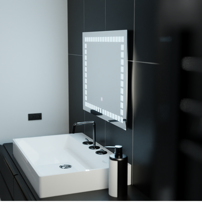 Négyszögletű LED-es tükör, 80x60cm, rácsfényű Basic Touch Mirrors Korman C alapbeállítás Alessandro Design