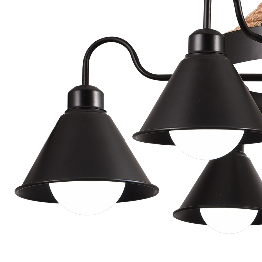 Lustra Vintage cu Franghie LV584/6BK, 6xE27 Lemn Inchis Lustre Vintage Default Title Alessandro Design