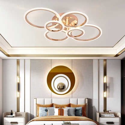 Lustra LED cu telecomanda BETTY 81W, 6 Cercuri, lumina Rece/Calda/Neutra, Dimabila, Auriu Lucios Lustre LED cu Telecomanda Default Title Alessandro Design