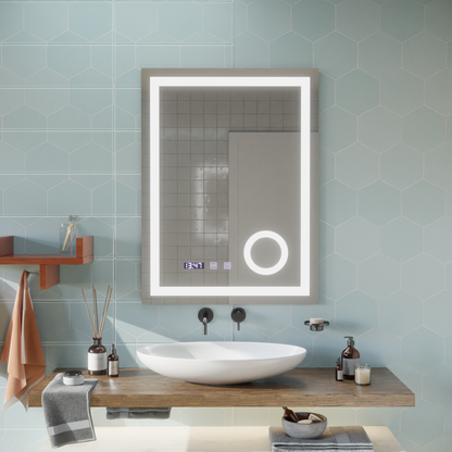 LED érintőtükör NIVERA páramentesítő rendszer, óra és hőmérséklet 60x80 cm kozmetikai nagyító tükrök Korman S alapértelmezett cím Alessandro Design