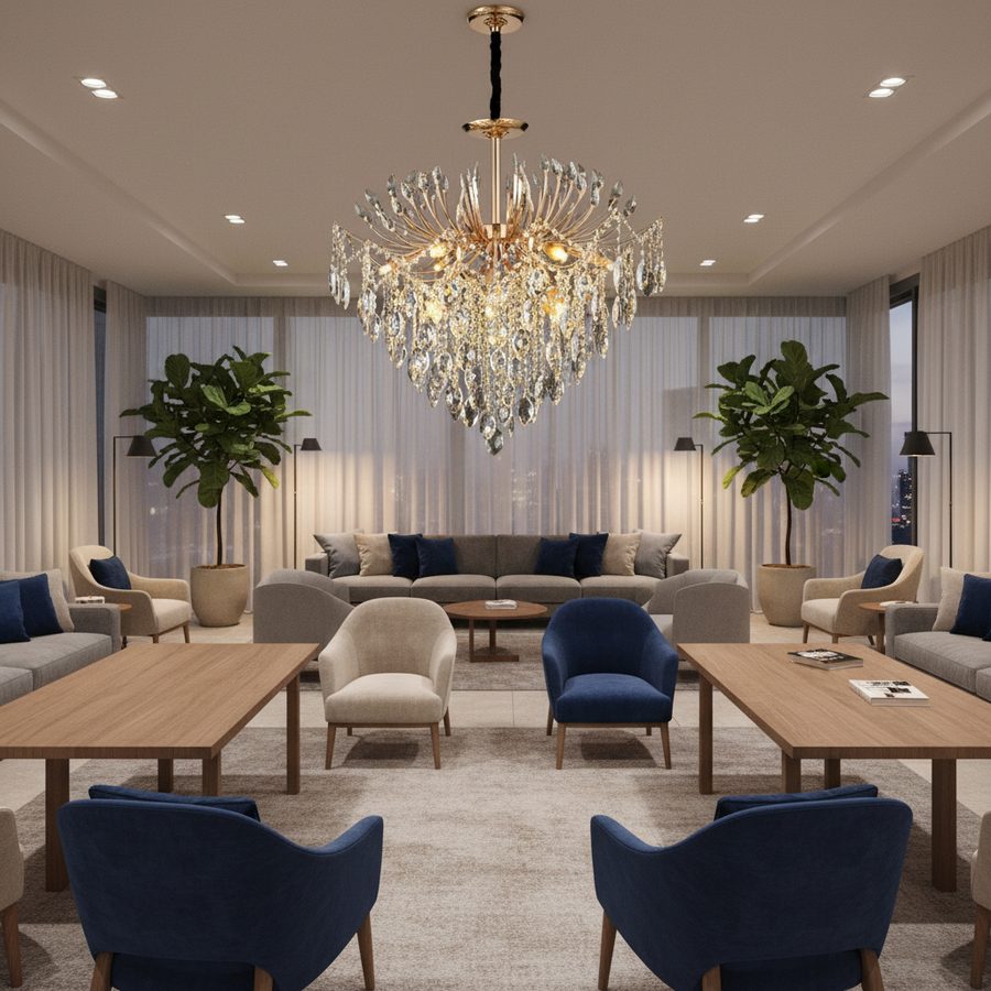 Candelabru Cristal CC9313/12FGD, 12x E14, Diametru 50cm, Auriu Candelabre Cristal Default Title Alessandro Design