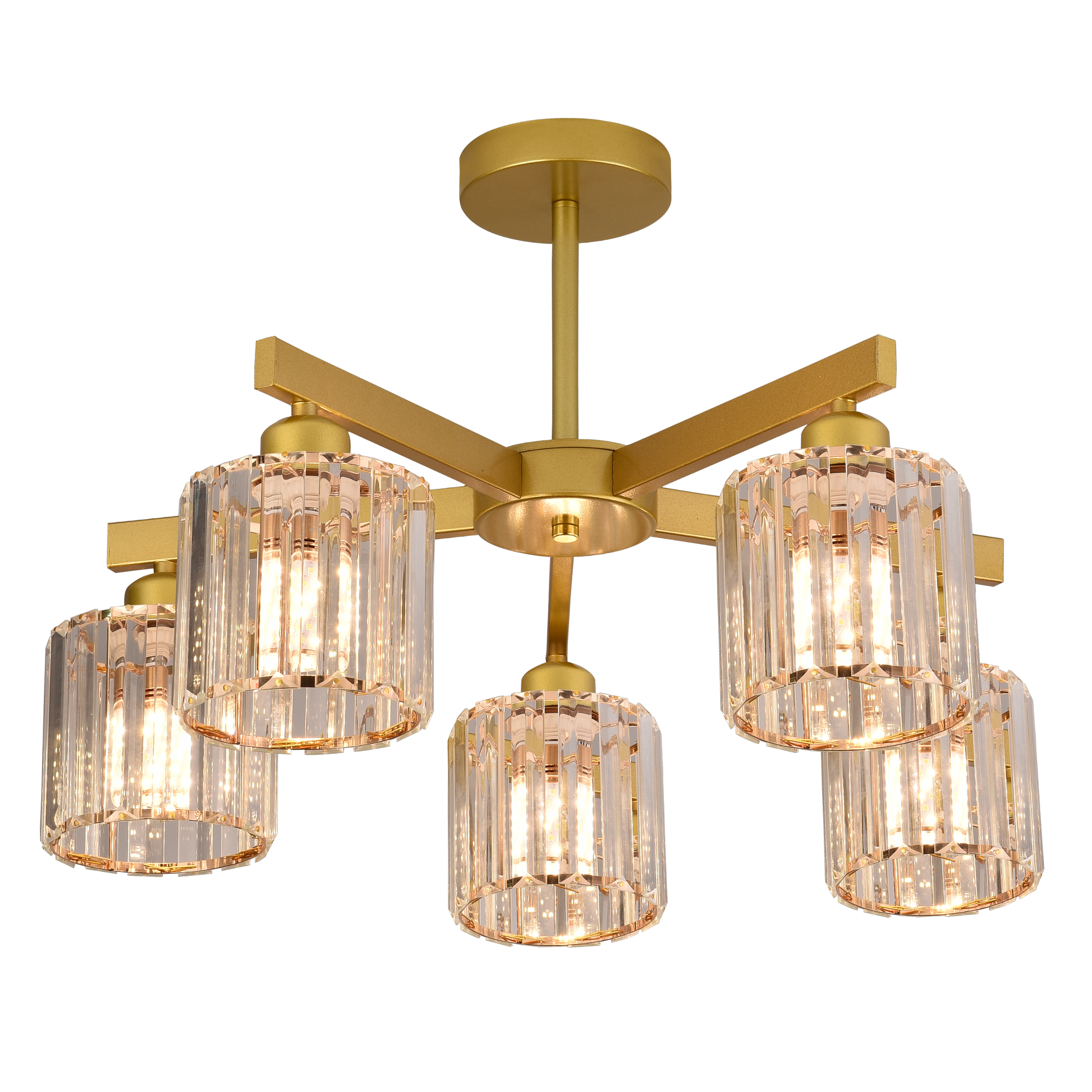 Lustra Clasica Moderna LC110/5GD cu Cristal, 5xE27, Auriu, Metal si Cristal Lustre Clasice Default Title Alessandro Design