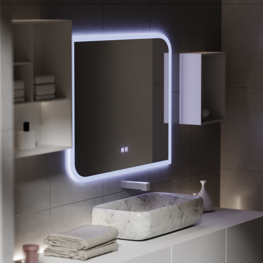 CLARIVO LED tükör téglalap alakú, 80x60 cm, érintés, páramentesítő rendszer tükrök Korman E alapértelmezett cím Alessandro Design