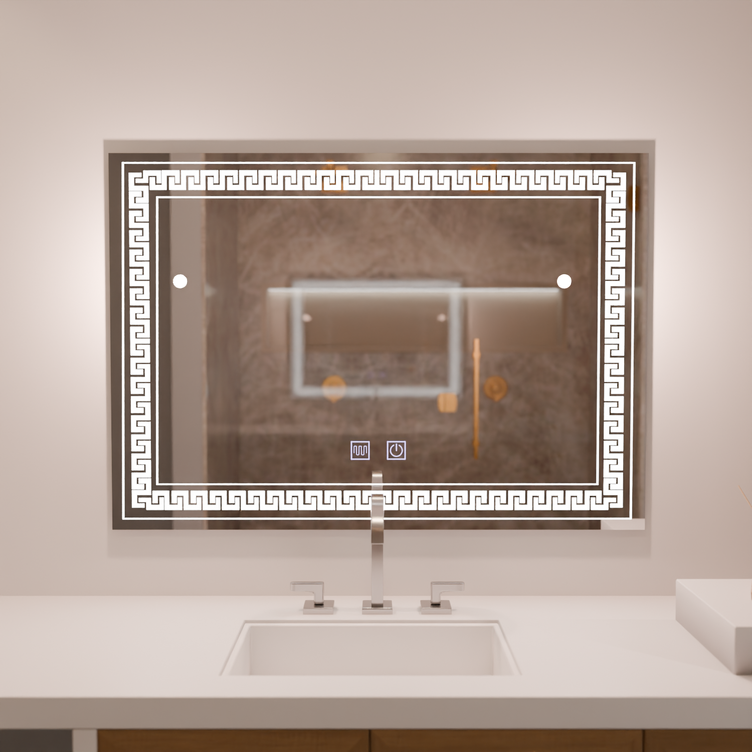 Négyszögletű LED tükör 80x60 Touch Volta páramentesítő rendszer Tükrök Korman E Alapértelmezett cím Alessandro Design