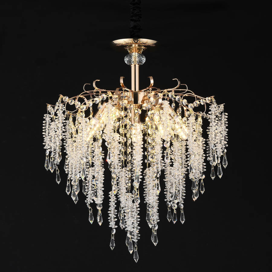 Candelabru Cristal STROZZI Eleganza 5xE14, Diametru 50cm, Auriu Candelabre Cristal Default Title Alessandro Design