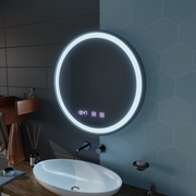 Mirror LED Touch NOVARA páramentesítő rendszer, óra és hőmérséklet 80 cm-es keret fekete csiszolt tükrök Korman S alapértelmezett cím Alessandro Design