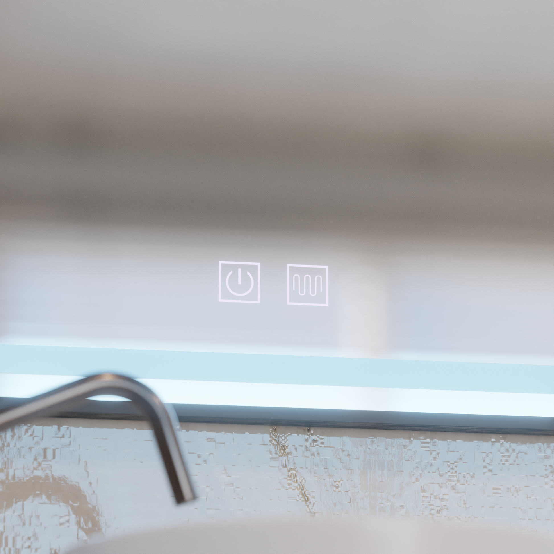 Négyszögletű LED tükör 100x65cm EDGE Touch páramentesítő rendszer, fekete keretű tükrök Korman E Alapértelmezett cím Alessandro Design