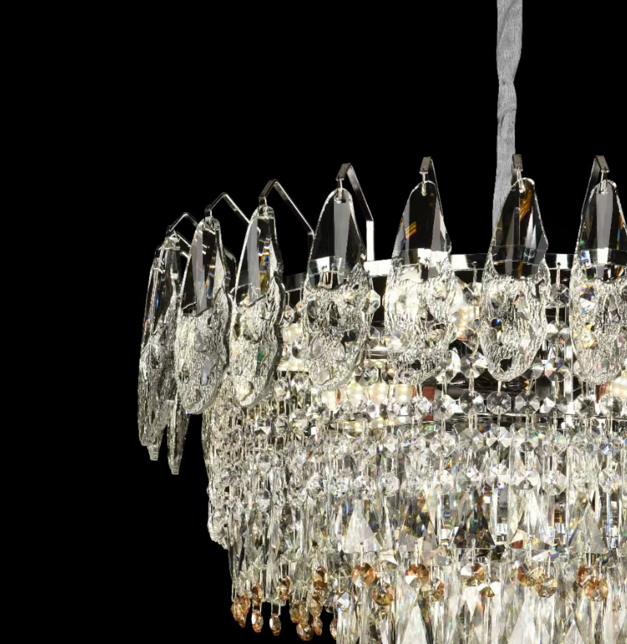 Candelabru Cristal MAJESTIC Eleganza, 9x E14, Diametru 50cm, Crom Lucios, Inaltime Reglabil Candelabre Cristal Default Title Alessandro Design