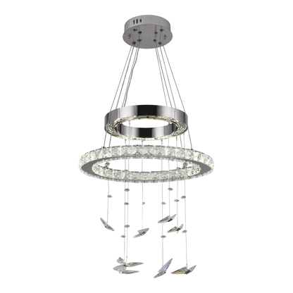 Lustra LED suspendata cu telecomanda si cristal 36W, 2 Cercuri, lumina Rece/Calda/Neutra, Dimabila, Crom Lucios, Inaltime Reglabila Lustre LED cu Telecomanda Default Title Alessandro Design