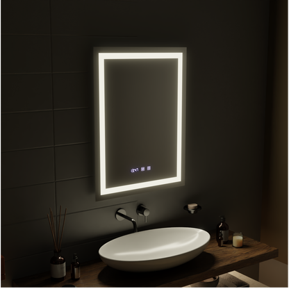 MODENA LED Touch Mirror páramentesítő rendszer, óra és hőmérséklet 60x80 cm Korman S tükrök Alapértelmezett cím Alessandro Design