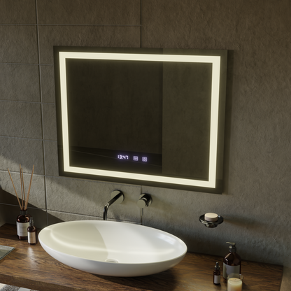 LED Touch MODENA tükör páramentesítő rendszer, óra és hőmérséklet 80x60 cm Tükrök Korman S Alapértelmezett cím Alessandro Design