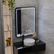Mirror LED Touch LUCIDA páramentesítő rendszer, óra és hőmérséklet 50x70 cm keret Fekete csiszolt tükrök Korman S alapértelmezett cím Alessandro Design