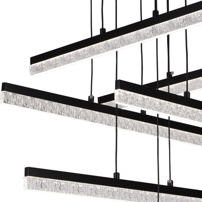 Lustra LED Suspendata cu Telecomanda, STRATA, 6 elemente, 82W, Lumina 3000/4000/6000K, Negru, Inaltime Reglabila Lustre LED cu Telecomanda Default Title Alessandro Design