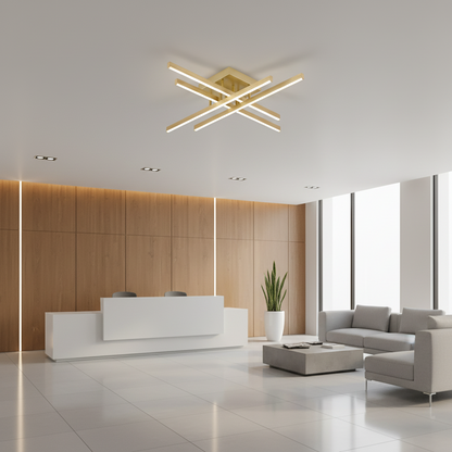 Lustra LED cu Telecomanda LINEX, 53W, Lumina 3000K/4000K/6000K, Dimabila, Auriu Lustre LED cu Telecomanda Default Title Alessandro Design