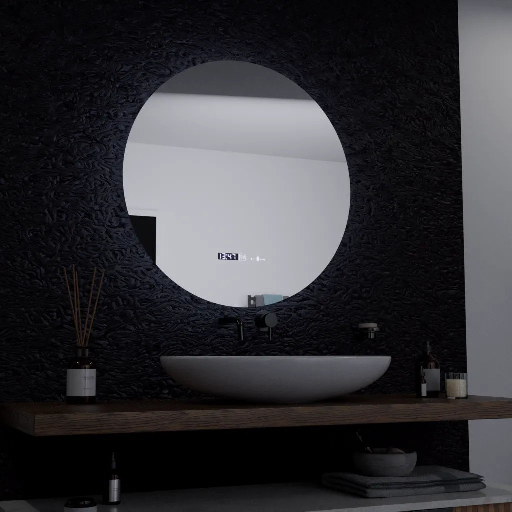 LED kerek tükör, 60 cm, Serenite MotionGlow Marcello, páramentesítő rendszer, óra és hőmérő, szabályozható tükrök Marcello alapértelmezett cím Alessandro Design