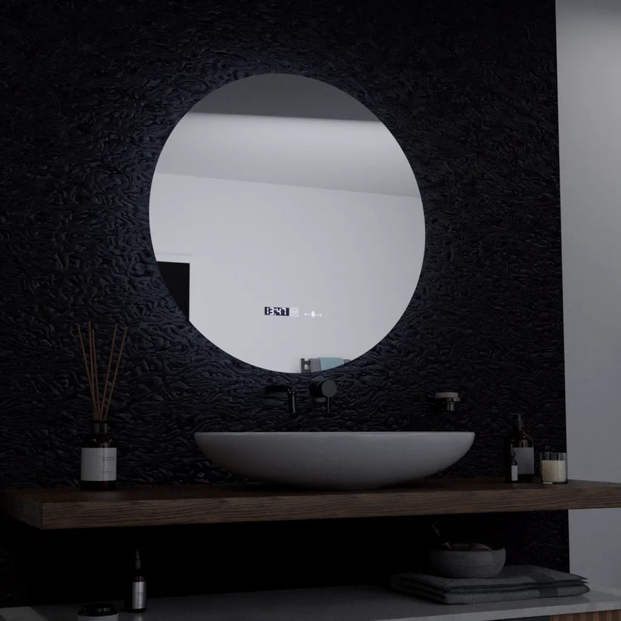 LED kerek tükör, 60 cm, Serenite MotionGlow Marcello, páramentesítő rendszer, óra és hőmérő, szabályozható tükrök Marcello alapértelmezett cím Alessandro Design