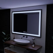 Négyszögletű LED-es tükör, 100x65 cm, Verite Majeste Noir Motion Glow Marcello, páramentesítő rendszer, óra és hőmérő, szabályozható tükrök Marcello alapértelmezett cím Alessandro Design