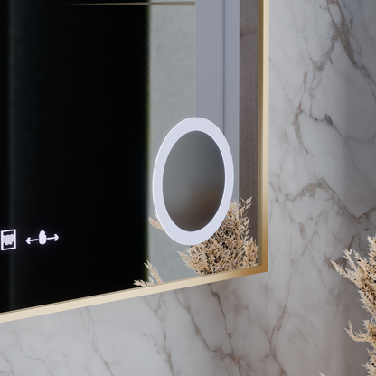 Oglinda LED Senzor MotionGlow Rosalia 80x60 cm Lumina Calda/Rece/Neutra Dimabila Sistem Dezaburire Termometru Ceas Colectia Marcello Funghi Oglinzi Marcello Default Title Alessandro Design
