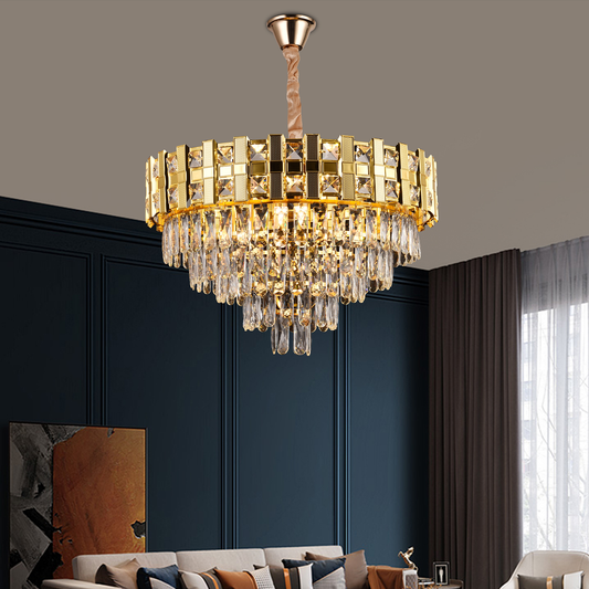 Candelabru Cristal BRAN Mango 8xE14, Diametru 60cm, Auriu Lucios, Inaltime Reglabila Candelabre Cristal Default Title Alessandro Design