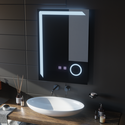 Négyszögletű LED-es tükör, 60x80 cm, Linea Touch, páramentesítő rendszer, szabályozható tükrök Korman E alapértelmezett cím Alessandro Design