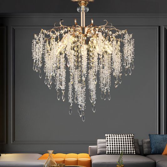 Candelabru Cristal STROZZI Eleganza 5xE14, Diametru 50cm, Auriu Candelabre Cristal Default Title Alessandro Design