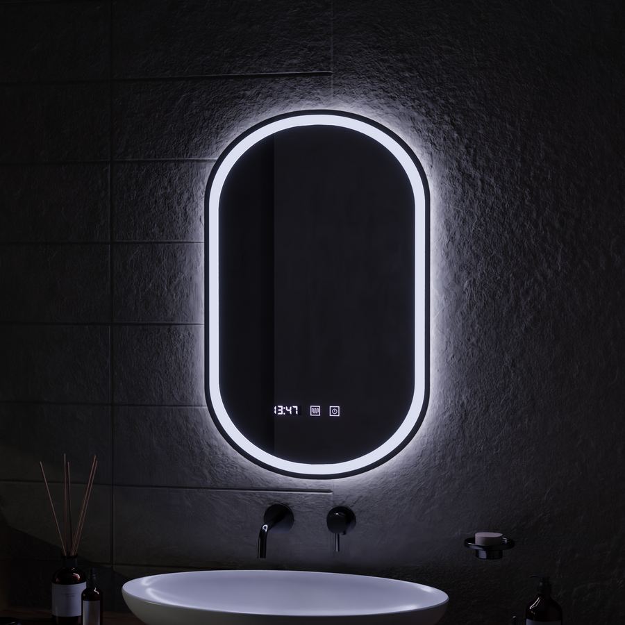 LED érintőtükör ONIRA páramentesítő rendszer, óra és hőmérséklet 50x80 cm Tükrök Korman S Alapértelmezett cím Alessandro Design