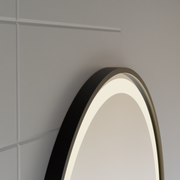 LED érintőtükör NOVARA páramentesítő rendszer, óra és hőmérséklet 50 cm fekete keret szálcsiszolt tükrök Korman S alapértelmezett cím Alessandro Design