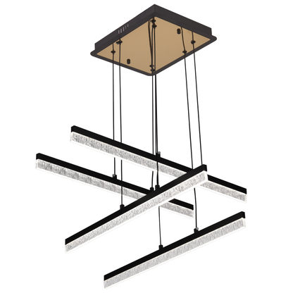 Lustra LED Suspendata cu Telecomanda STRATA, 4 elemente, 54W, Lumina 3000/4000/6000K, Negru, Inaltime Reglabila Lustre LED cu Telecomanda Default Title Alessandro Design