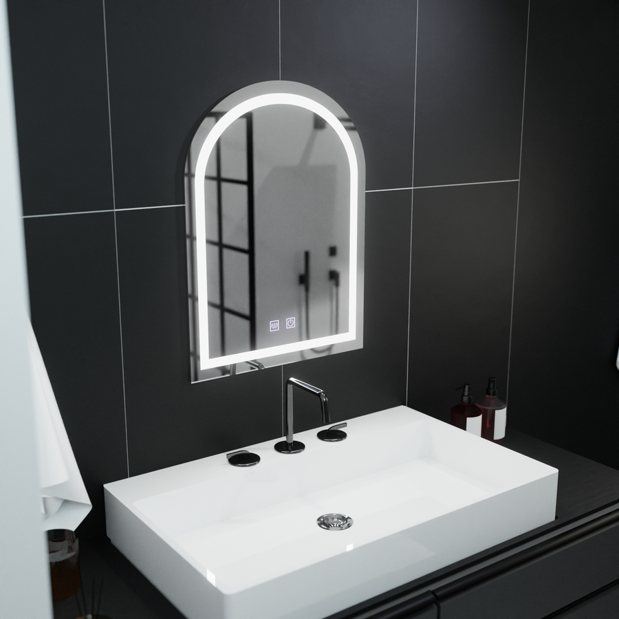 Íves LED-es tükör 60x80cm, Arco Touch, páramentesítő rendszer, szabályozható tükrök Korman E alapértelmezett cím Alessandro Design
