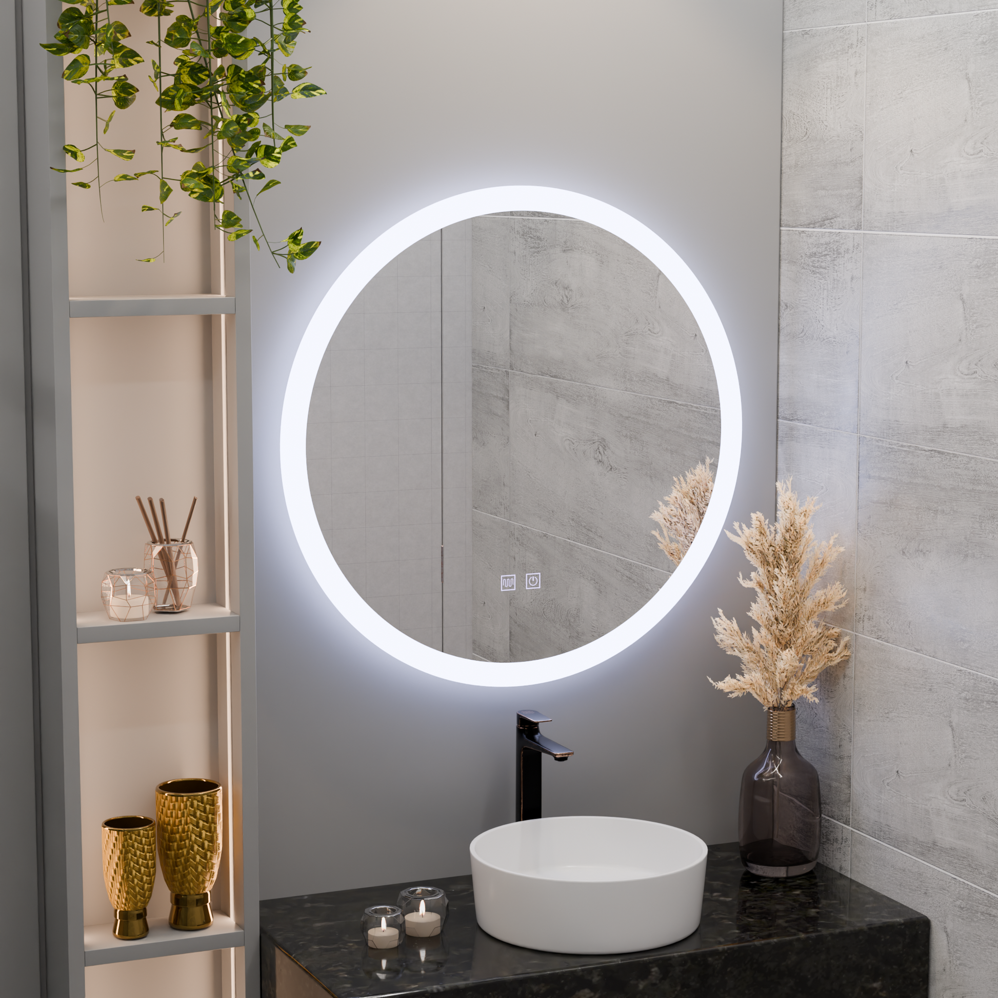 Oglinda LED Rotunda, 70cm, Noxia Touch, Sistem Dezaburire, Dimabila Oglinzi Korman E Default Title Alessandro Design