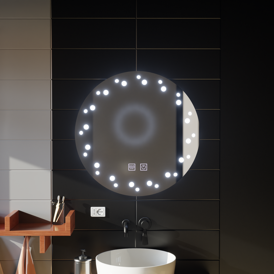 Touch Ivory LED Mirror, Páramentesítő rendszer, Átmérő 60cm, Hideg fény 6000K Korman Mirrors E Alapértelmezett cím Alessandro Design